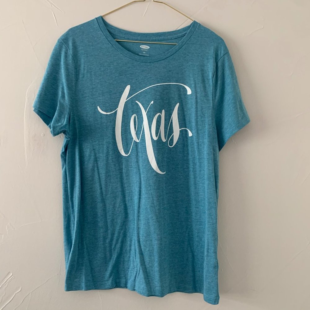 TEXAS Ladies TShirt Old Navy Size Large Tee Teal